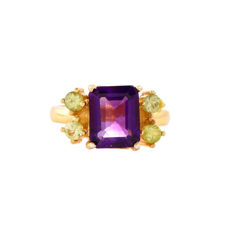 Amethyst & Peridot Gold Vermeil Über Sterling Silber Ring von JewelsOfRoyals
