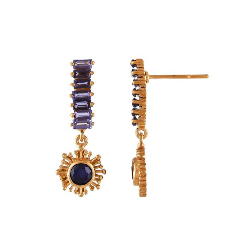 Blaue Saphir & Iolith Gold Vermeil Über Sterling Silber Ohrring von JewelsOfRoyals
