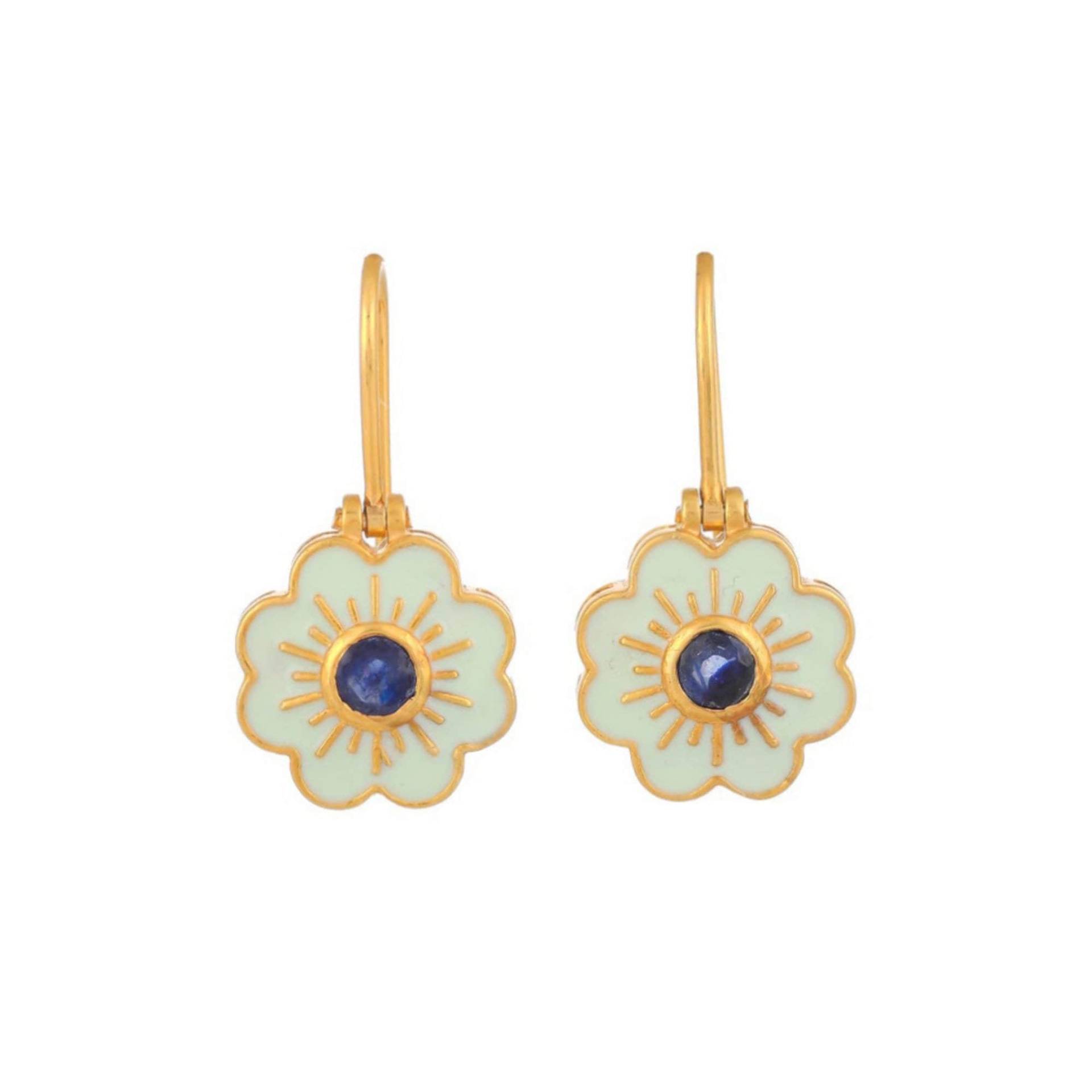 Blauer Saphir Gold Vermeil Über Sterling Silber Emaillierte Ohrring von JewelsOfRoyals
