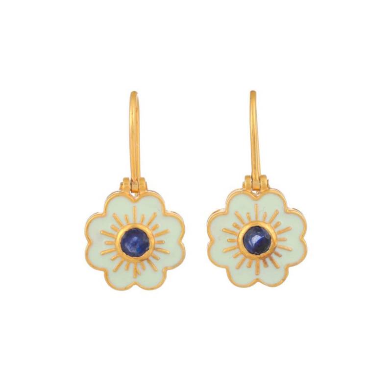 Blauer Saphir Gold Vermeil Über Sterling Silber Emaillierte Ohrring von JewelsOfRoyals
