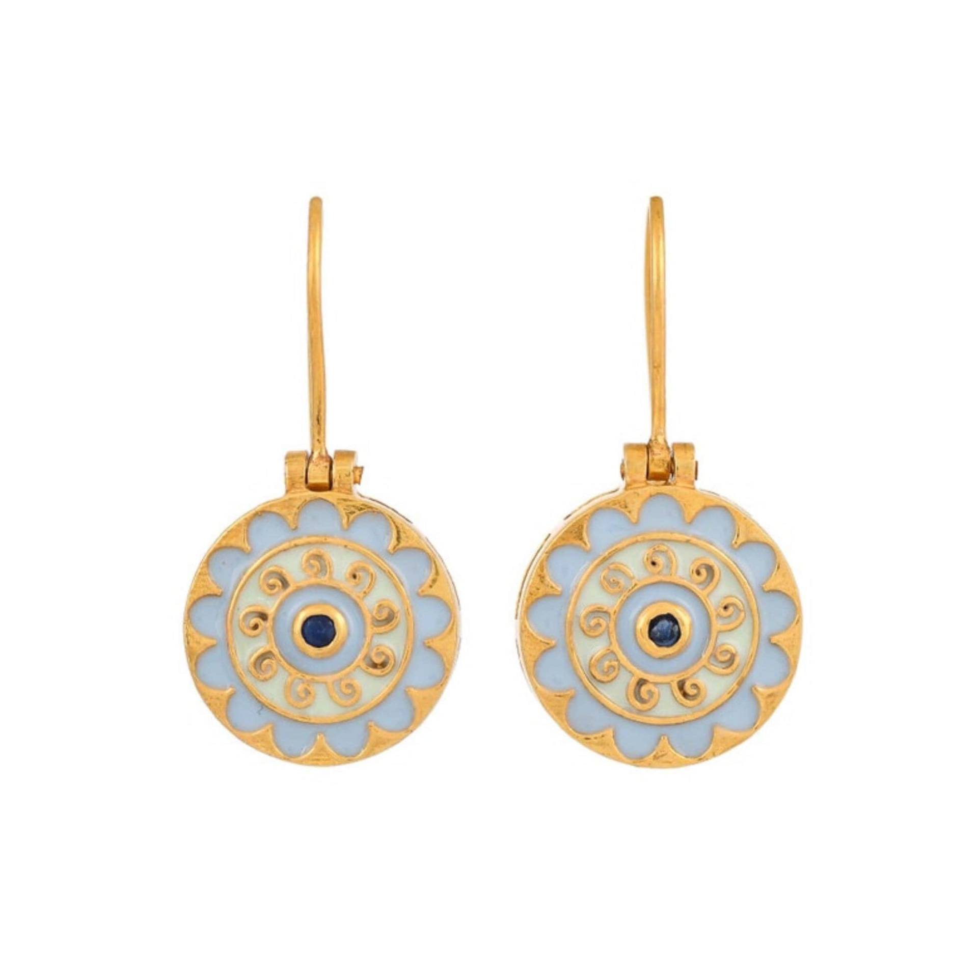 Blauer Saphir Gold Vermeil Über Sterling Silber Emaillierte Ohrring von JewelsOfRoyals