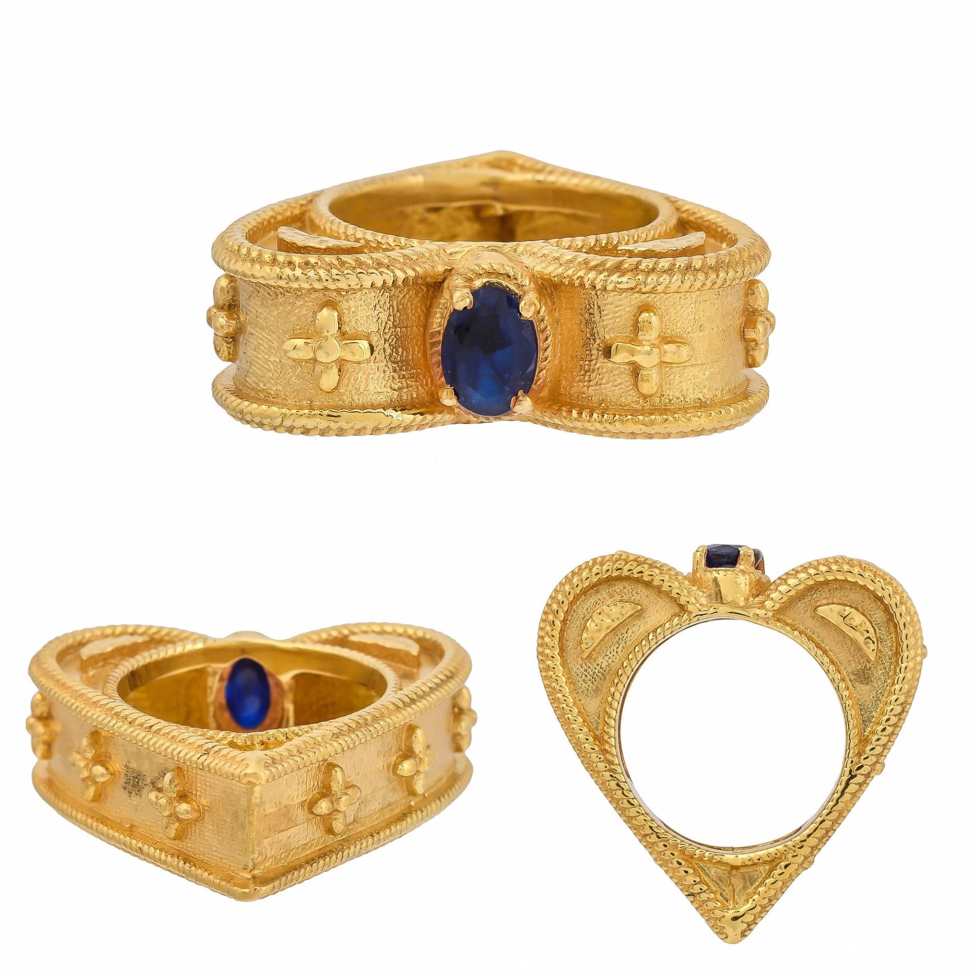 Blauer Saphir Gold Vermeil Über Sterling Silber Ring von JewelsOfRoyals