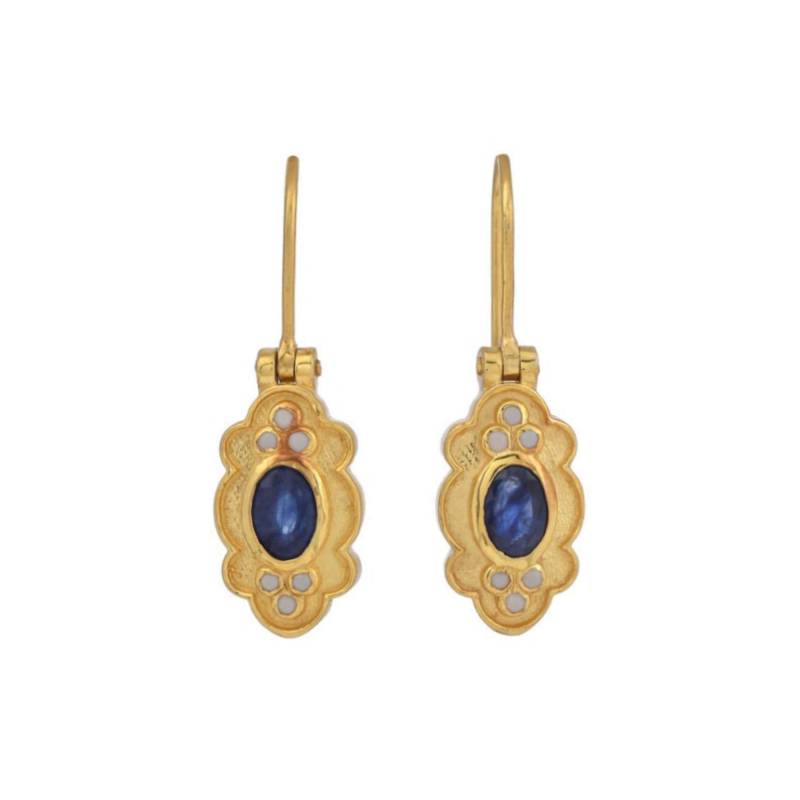 Blauer Saphir & Perle Gold Vermeil Über Sterling Silber Ohrring von JewelsOfRoyals