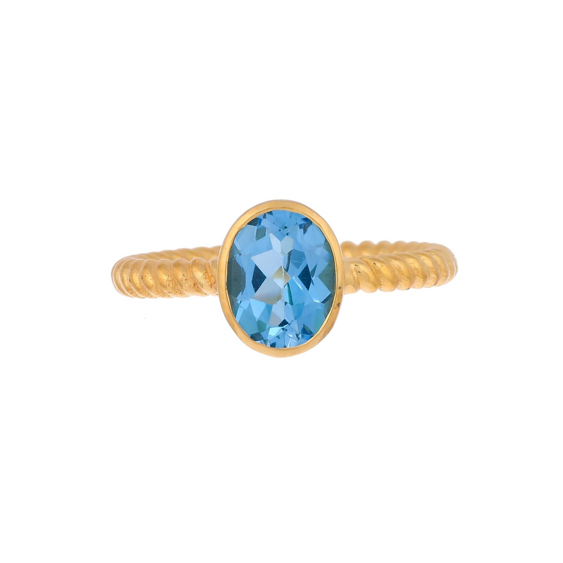 Blauer Topas Gold Vermeil Über Sterling Silber Ring von JewelsOfRoyals