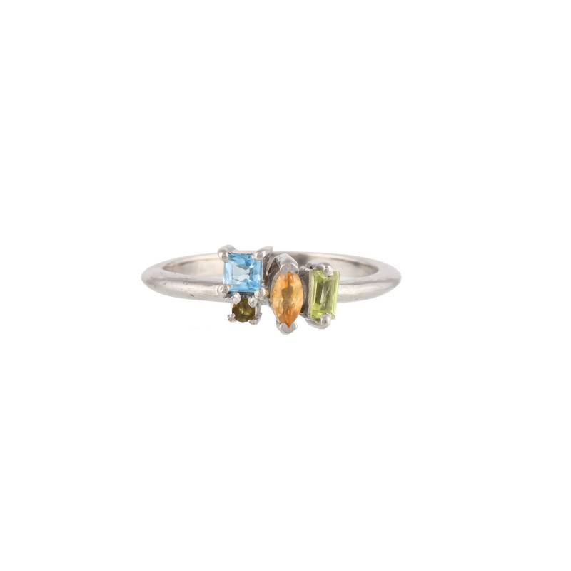 Blautopas, Citrin & Peridot Sterling Silber Ring von JewelsOfRoyals