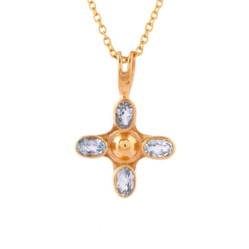 Blautopas Gold Vermeil Über Sterling Silber Anhänger von JewelsOfRoyals