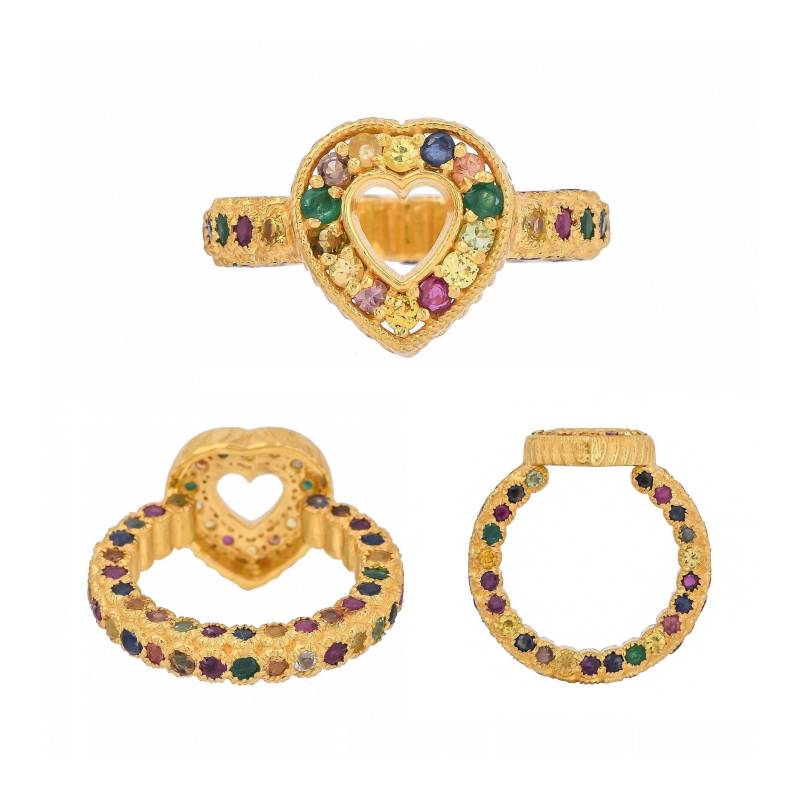 Bunter Saphir, Smaragd Und Rubin Gold Vermeil Über Sterling Silber Ring von JewelsOfRoyals