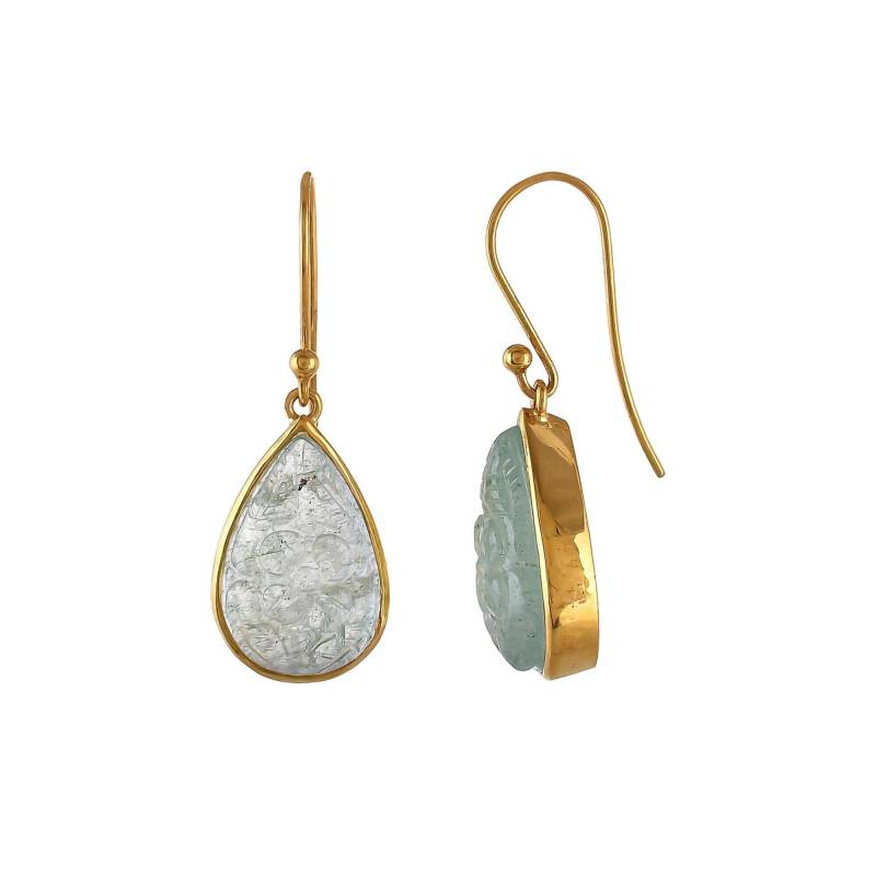 Carved Grünquarz Gold Vermeil Über Sterling Silber Ohrring von JewelsOfRoyals