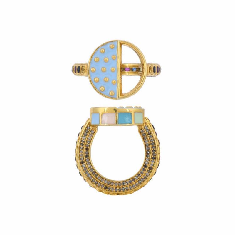 Diamant, Smaragd, Rubin Und Mehrfarbiger Saphir Gold Vermeil Über Sterling Silber Emaille Ring von JewelsOfRoyals