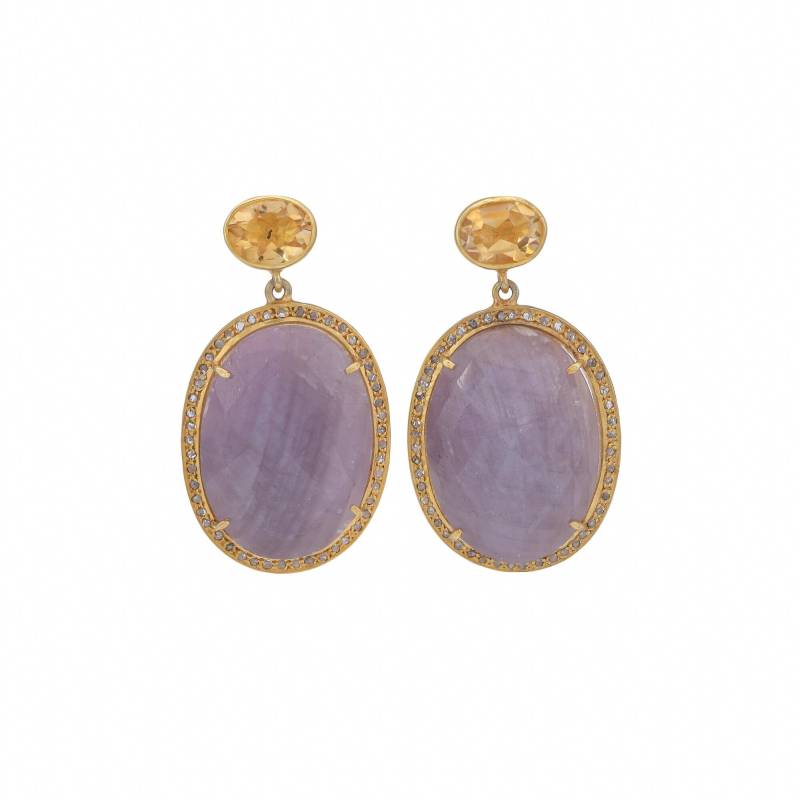 Diamant, Wunder Saphir & Citrin Gold Vermeil Über Sterling Silber Ohrring von JewelsOfRoyals