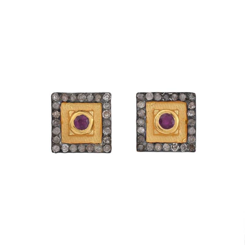 Rubin & Diamant Gold Vermeil Über Sterling Silber Ohrstecker von JewelsOfRoyals
