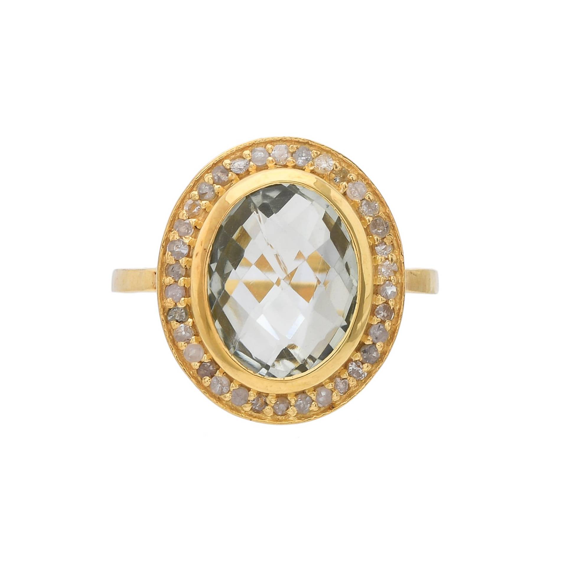 Grüner Amethyst & Diamant Ring Aus 14K Gold Vermeil Auf Sterling Silber von JewelsOfRoyals