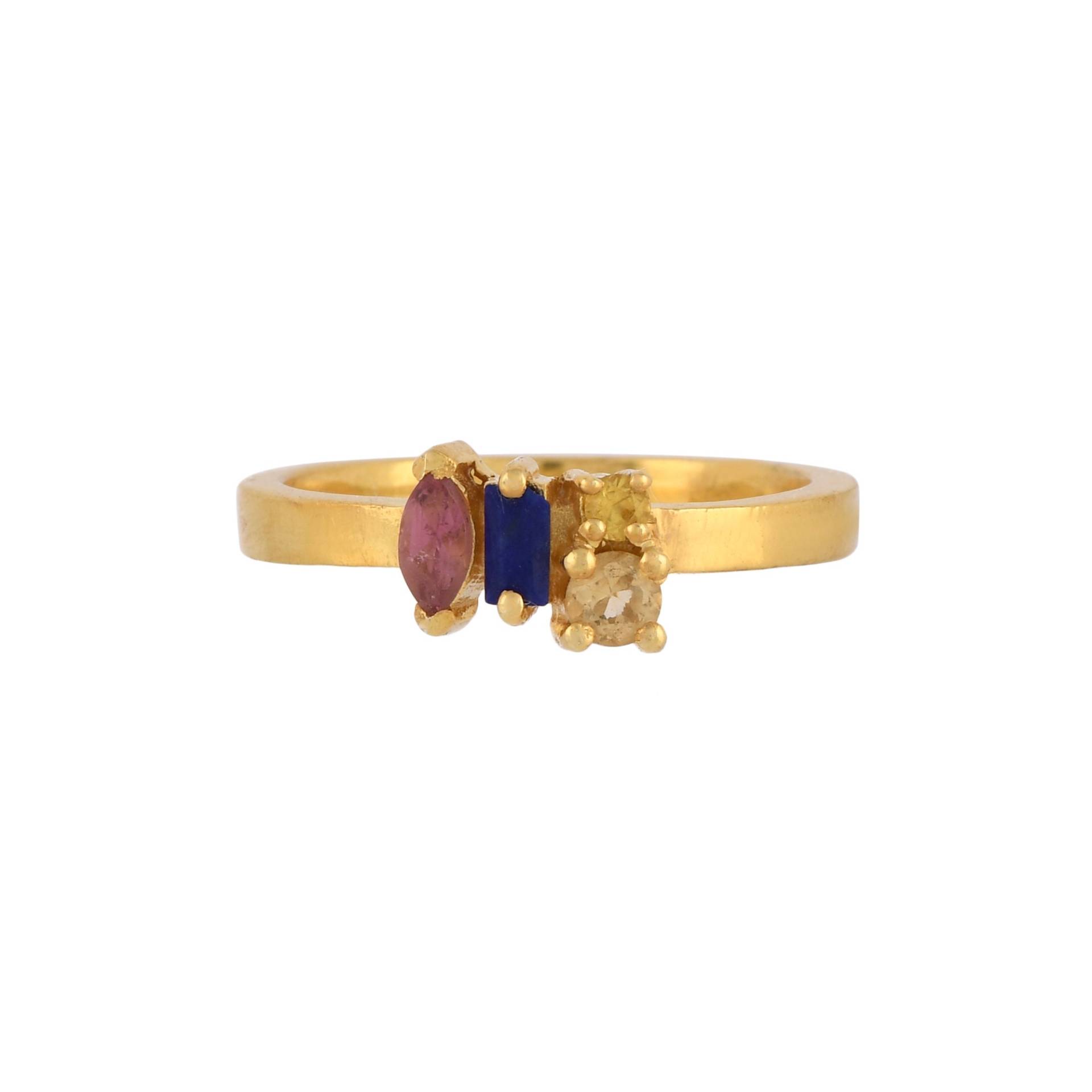 Lapis, Citrin & Rosa Turmalin 14K Gold Vermeil Over Sterling Silber Ring von JewelsOfRoyals