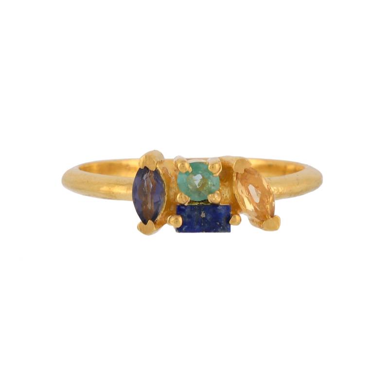 Lapis, Smaragd, Iolith & Citrin Gold Vermeil Über Sterling Silber Ring von JewelsOfRoyals