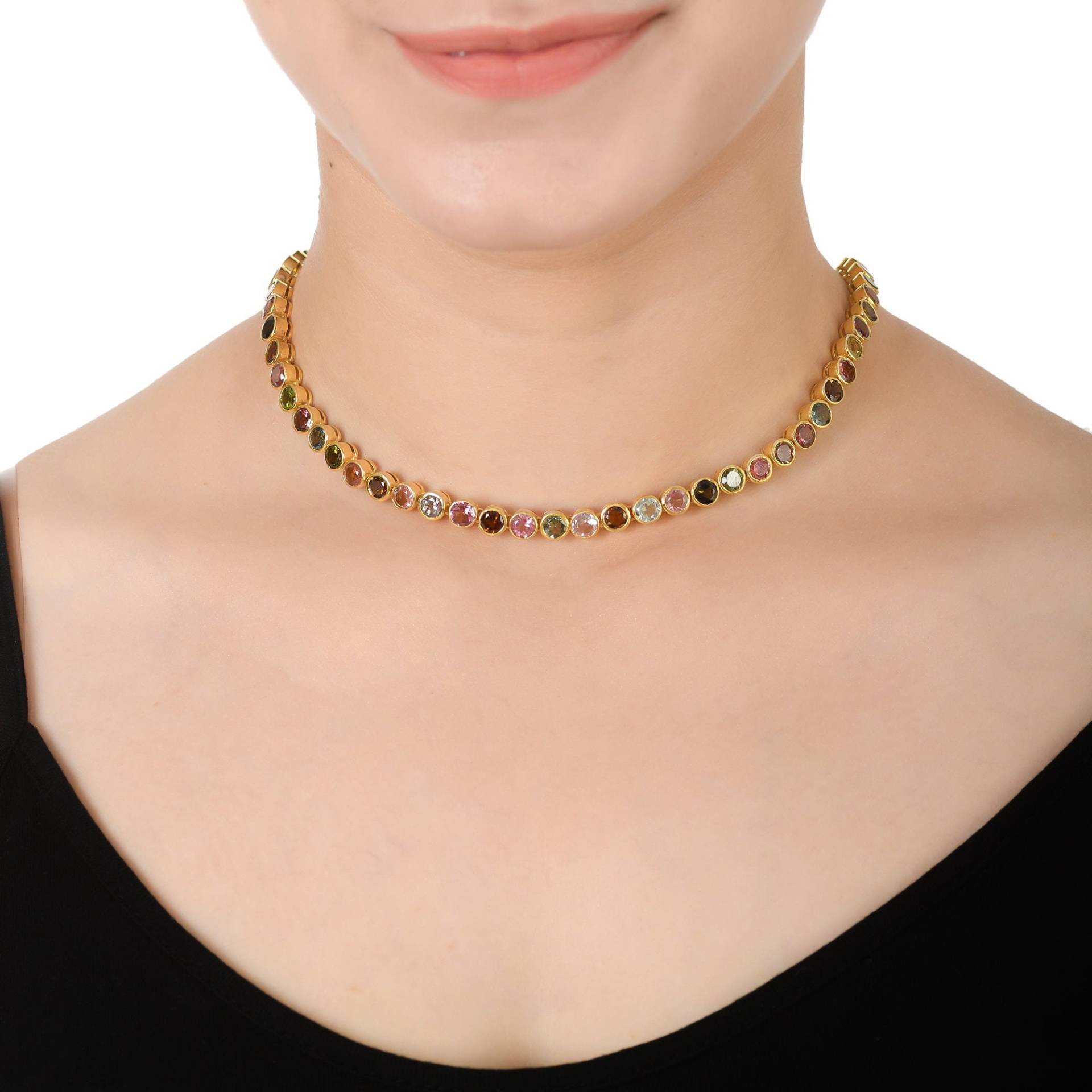 Mehrfarbiger Feiner Turmalin 14K Gold Vermeil Über Sterling Silber Halskette von JewelsOfRoyals