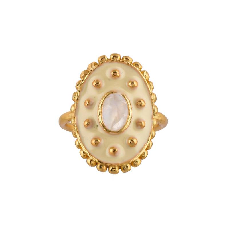 Mondstein Gold Vermeil Sterling Silber Emaillierte Ring von JewelsOfRoyals