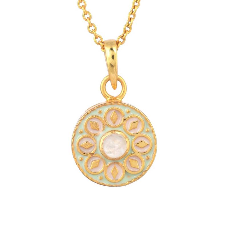 Mondstein Gold Vermeil Über Sterling Silber Emaille Anhänger von JewelsOfRoyals