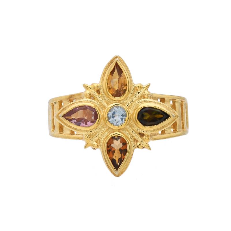 Multi Color Turmalin Gold Vermeil Über Sterling Silber Ring von JewelsOfRoyals