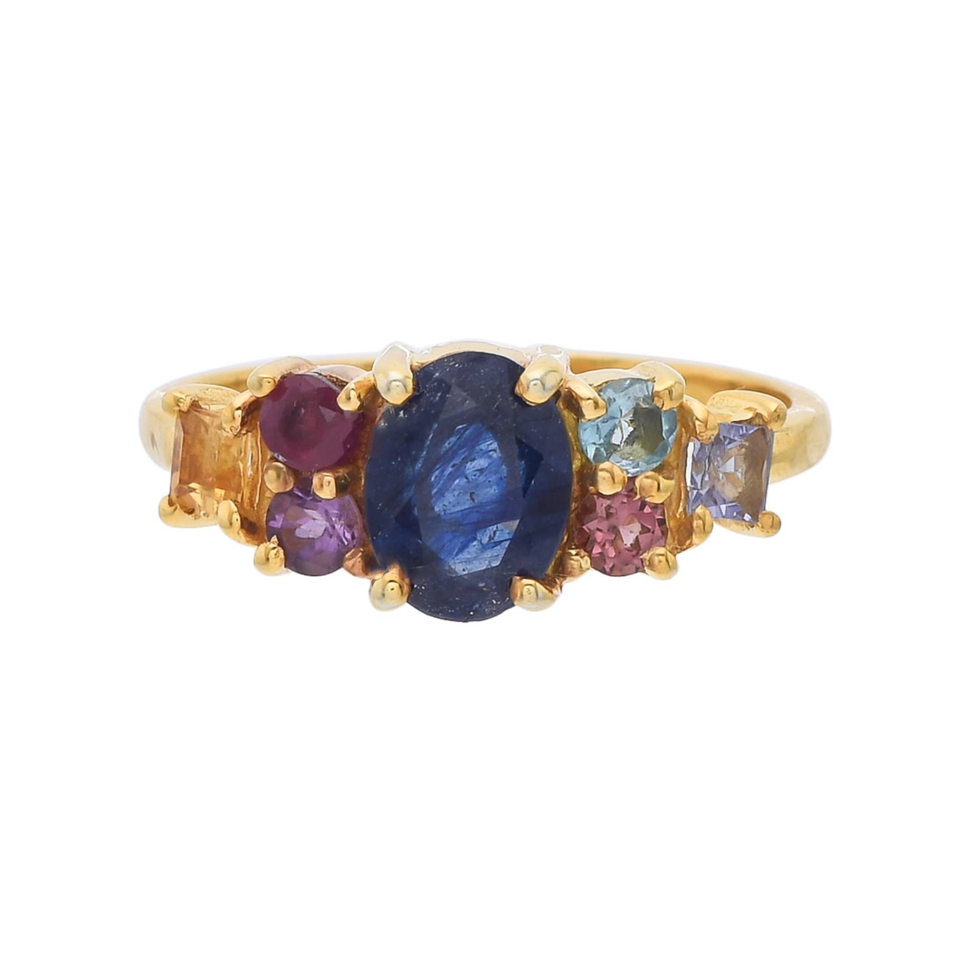 Multi Edelstein Ring Gold Vermeil Sterling Silber, Saphir, Rubin, Amethyst von JewelsOfRoyals