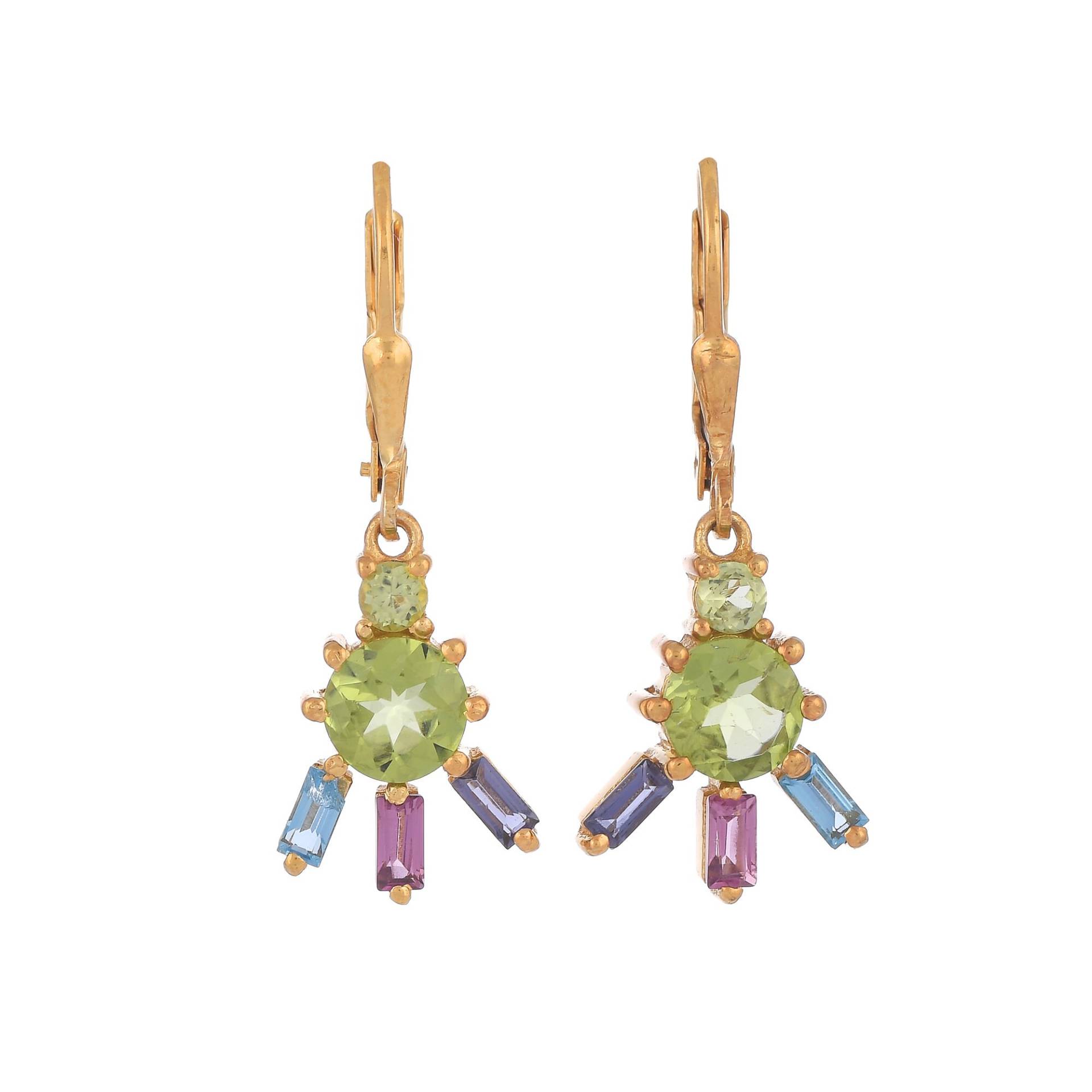 Peridot, Blautopas, Iolith & Granat 14K Gold Vermeil Über Sterling Silber Ohrring von JewelsOfRoyals