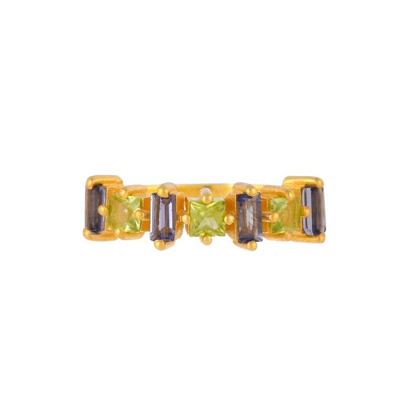 Peridot & Iolith Gold Vermeil Über Sterling Silber Ring von JewelsOfRoyals