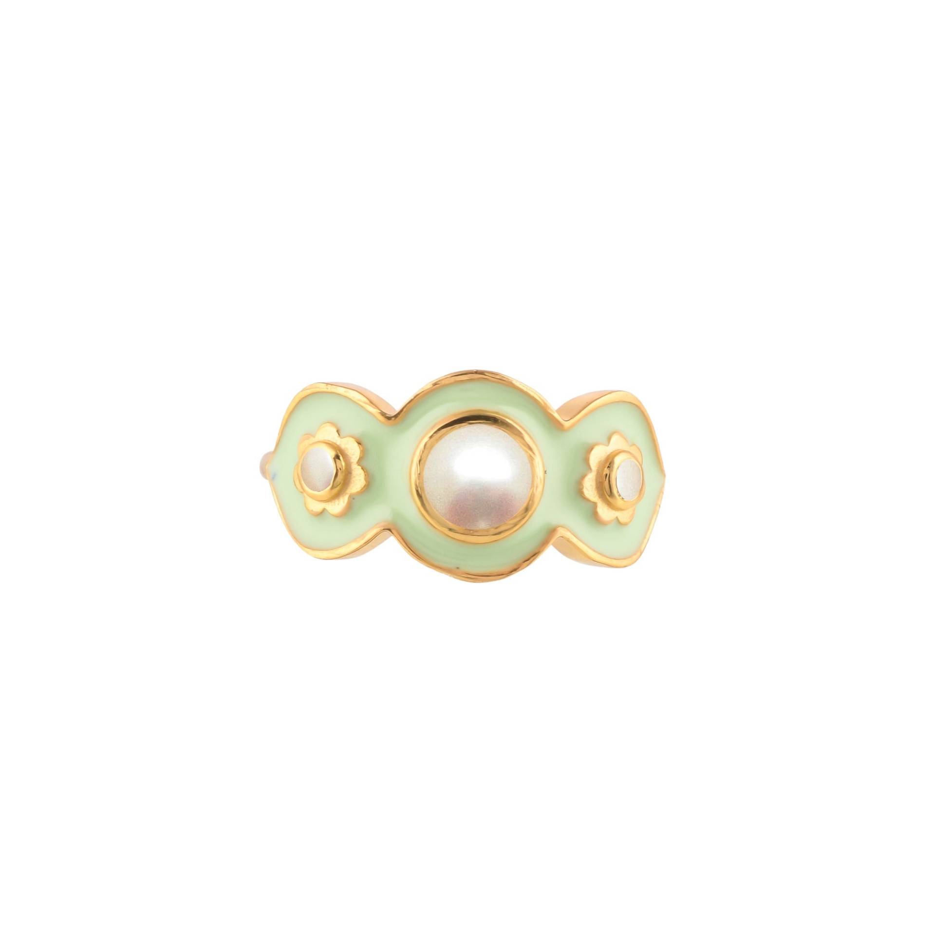 Perle 14K Gold Vermeil Über Sterling Silber Art Deco Emaillierte Ring von JewelsOfRoyals