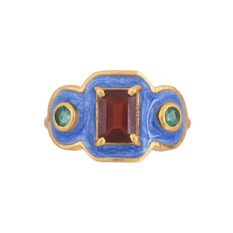 Rhodolith & Smaragd Gold Vermeil Über Sterling Silber Emaille Ring von JewelsOfRoyals