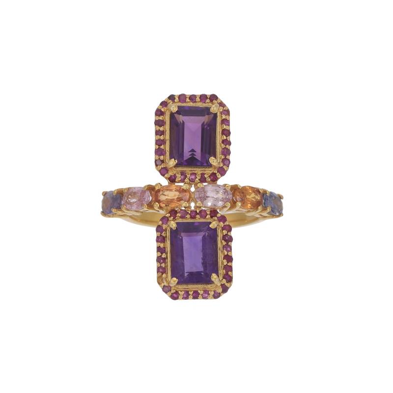 Rubin, Amethyst, Citrin & Multi Color Saphir Gold Vermeil Über Sterling Silber Ring von JewelsOfRoyals