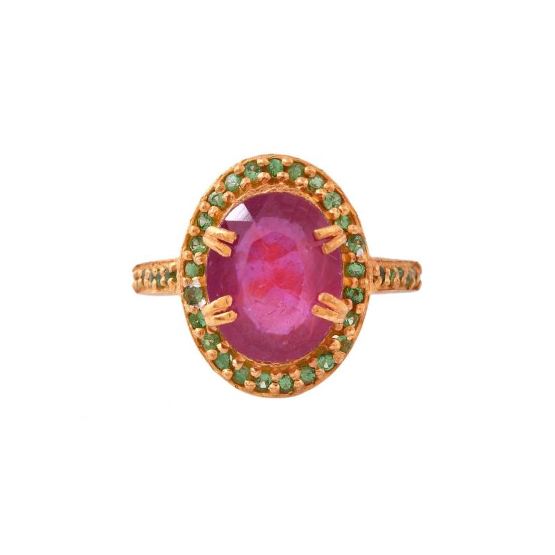 Rubin & Tsavorit Gold Vermeil Sterling Silber Ring von JewelsOfRoyals