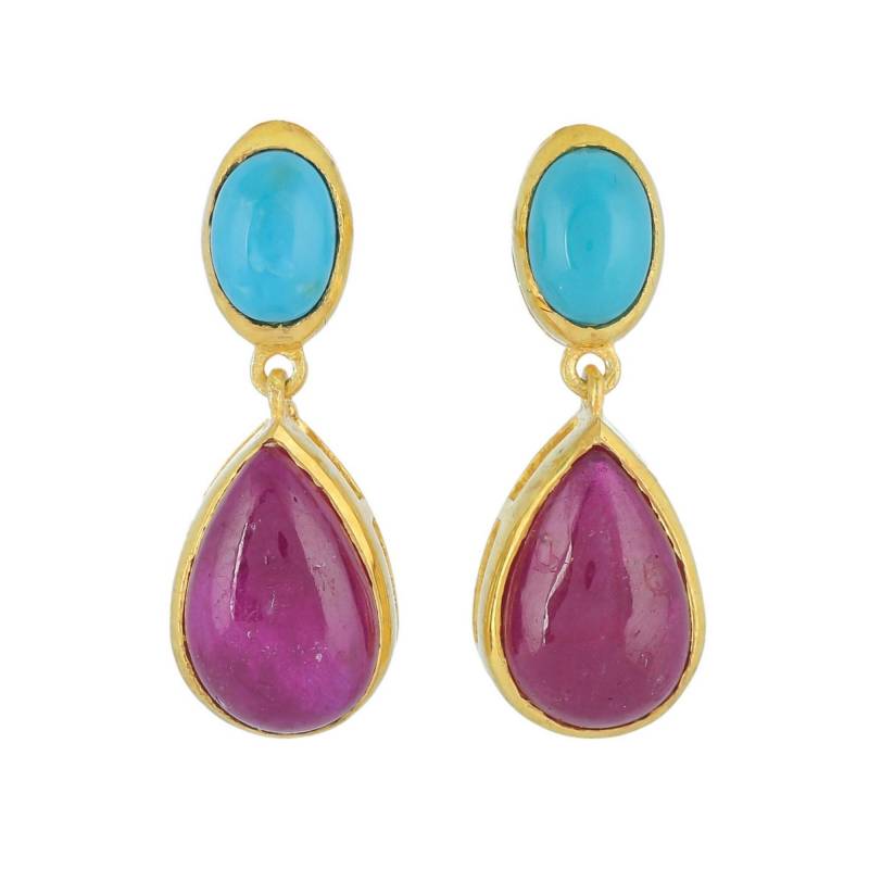 Rubin & Türkis Gold Vermeil Über Sterling Silber Ohrring von JewelsOfRoyals