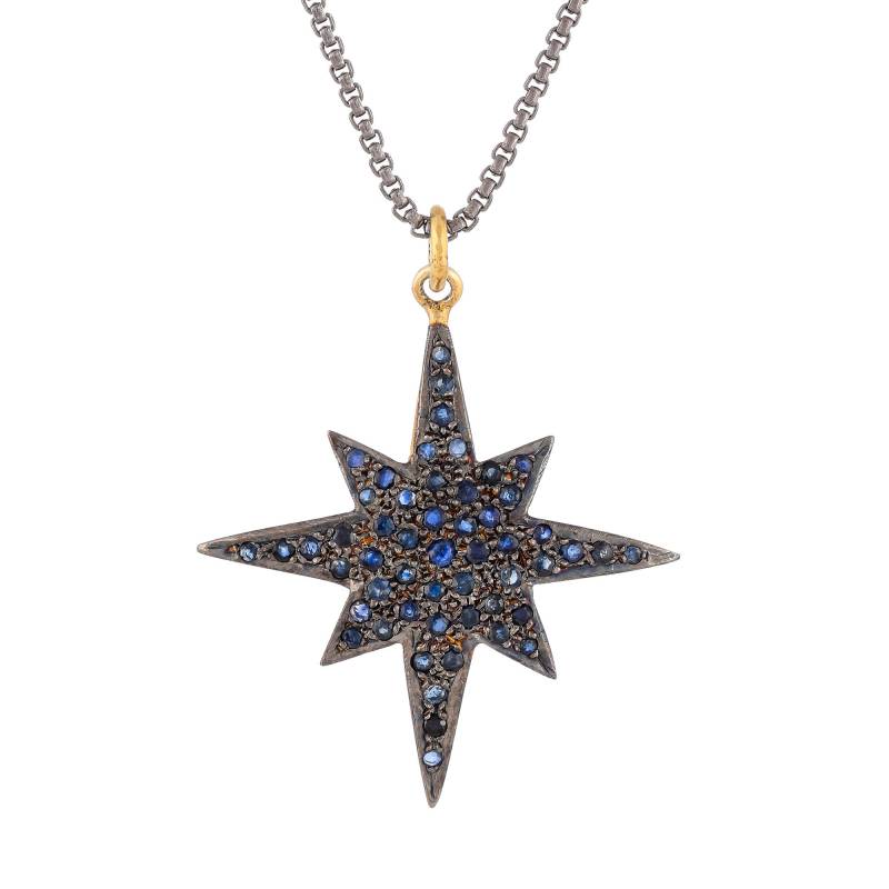 Sapphire Gold Vermeil Über Sterling Silber Mit Oxidation Starburst Anhänger von JewelsOfRoyals