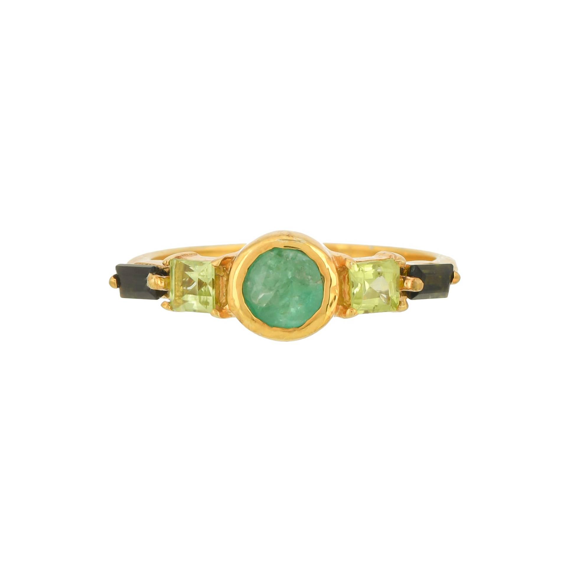 Ring Aus 14-Karätigem Gold-Vermeil-sterlingsilber Mit Smaragd, Grünem Turmalin Und Peridot von JewelsOfRoyals