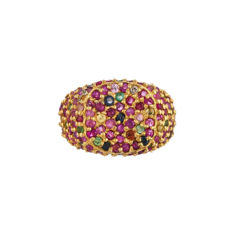 Smaragd, Rubin & Multi Farbige Saphir Gold Vermeil Über Sterling Silber Ring von JewelsOfRoyals