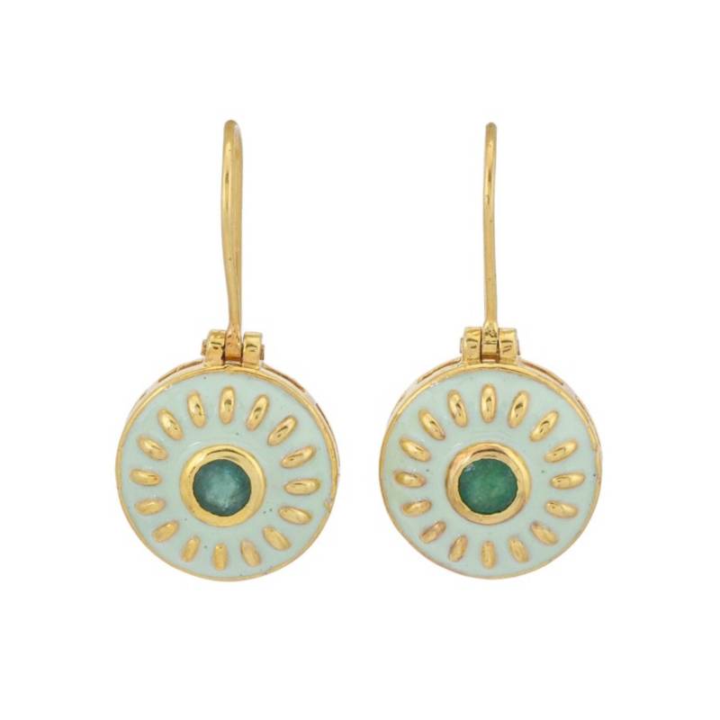 Smaragd Gold Vermeil Über Sterling Silber Emaillierte Ohrring von JewelsOfRoyals