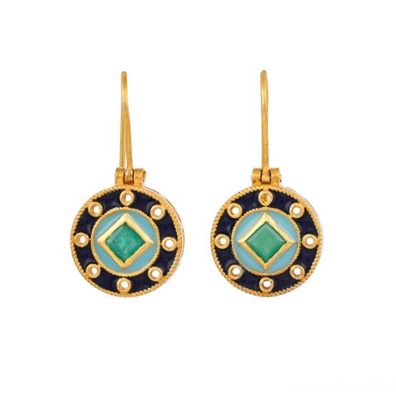 Smaragd Gold Vermeil Über Sterling Silber Emaillierte Ohrring von JewelsOfRoyals