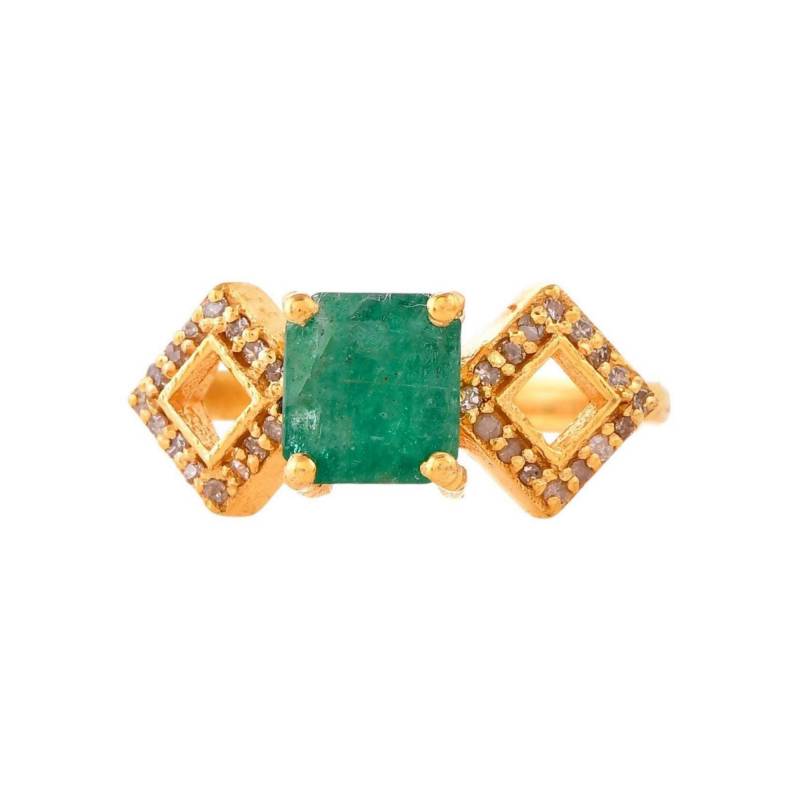 Smaragd & Diamant Gold Vermeil Über Sterling Silber Ring von JewelsOfRoyals