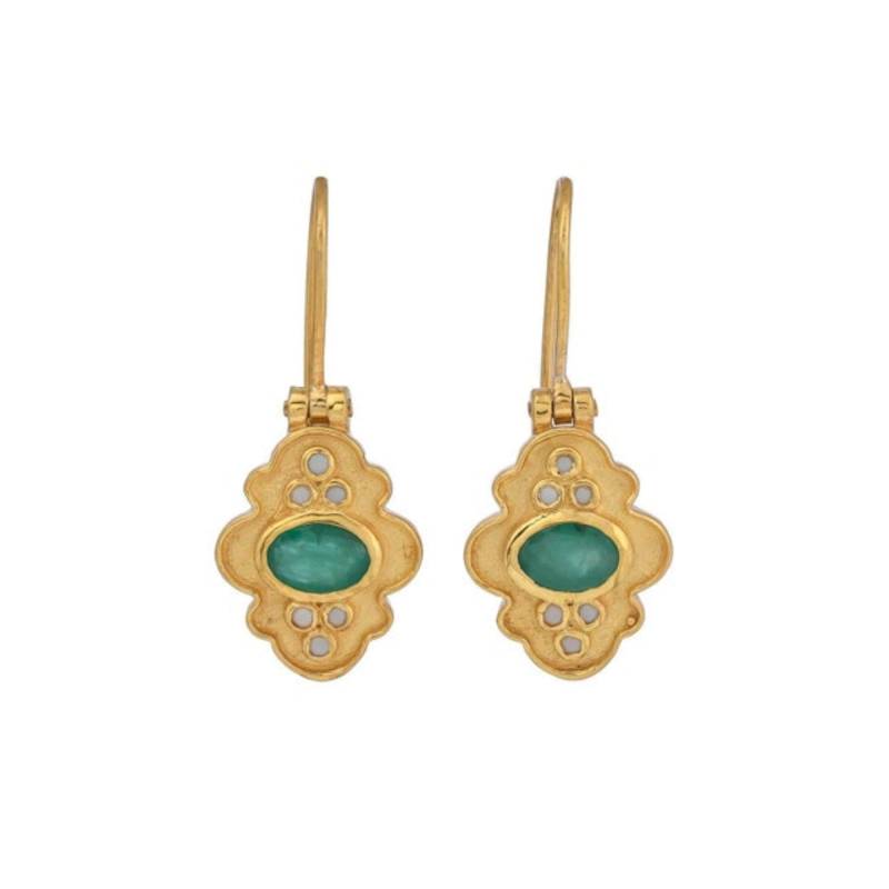 Smaragd & Perle Gold Vermeil Über Sterling Silber Emaillierte Ohrring von JewelsOfRoyals