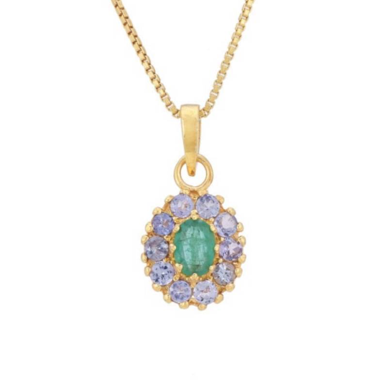 Smaragd & Tansanit Gold Vermeil Sterling Silber Anhänger von JewelsOfRoyals