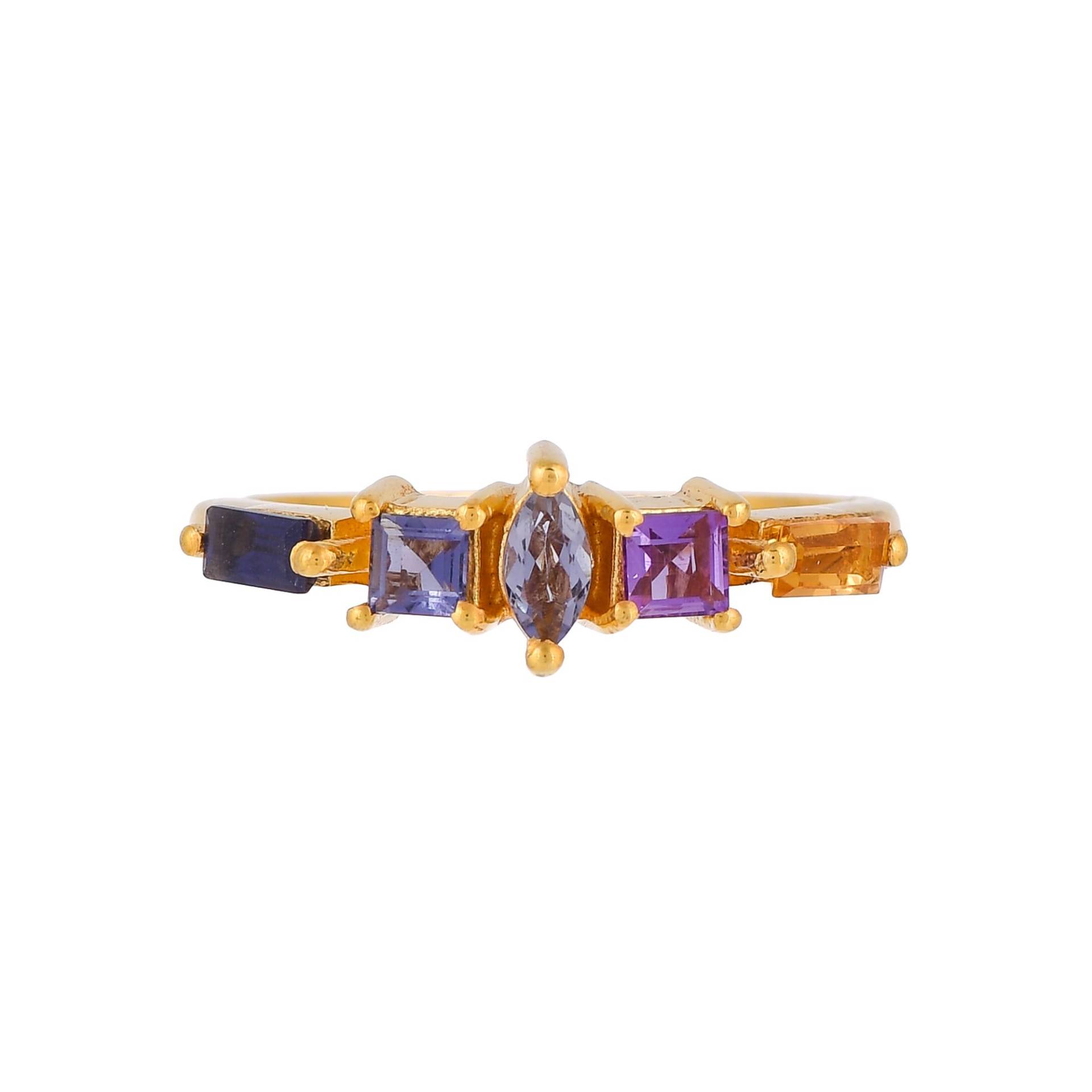 Tansanit, Iolith, Citrin, Amethyst & Lapis 14K Gold Vermeil Over Sterling Silber Ring von JewelsOfRoyals