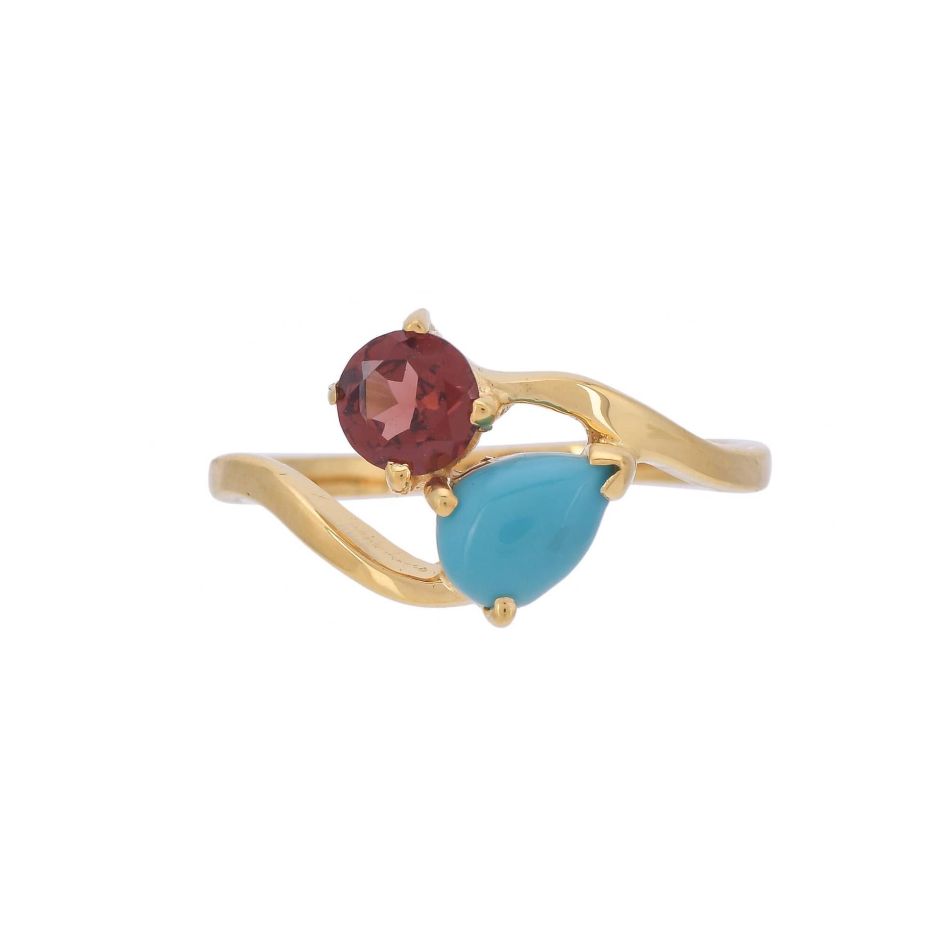 Türkis Und Granat 14K Gold Vermeil Über Sterling Silber Ring von JewelsOfRoyals