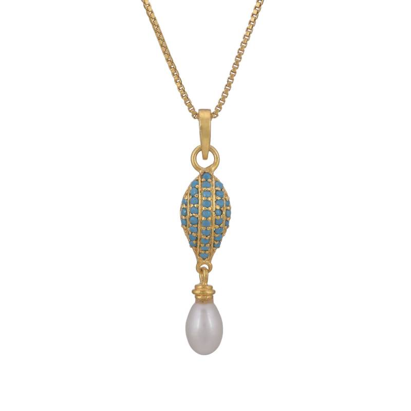 Türkis & Pearl Gold Vermeil Über Sterling Silber Anhänger von JewelsOfRoyals