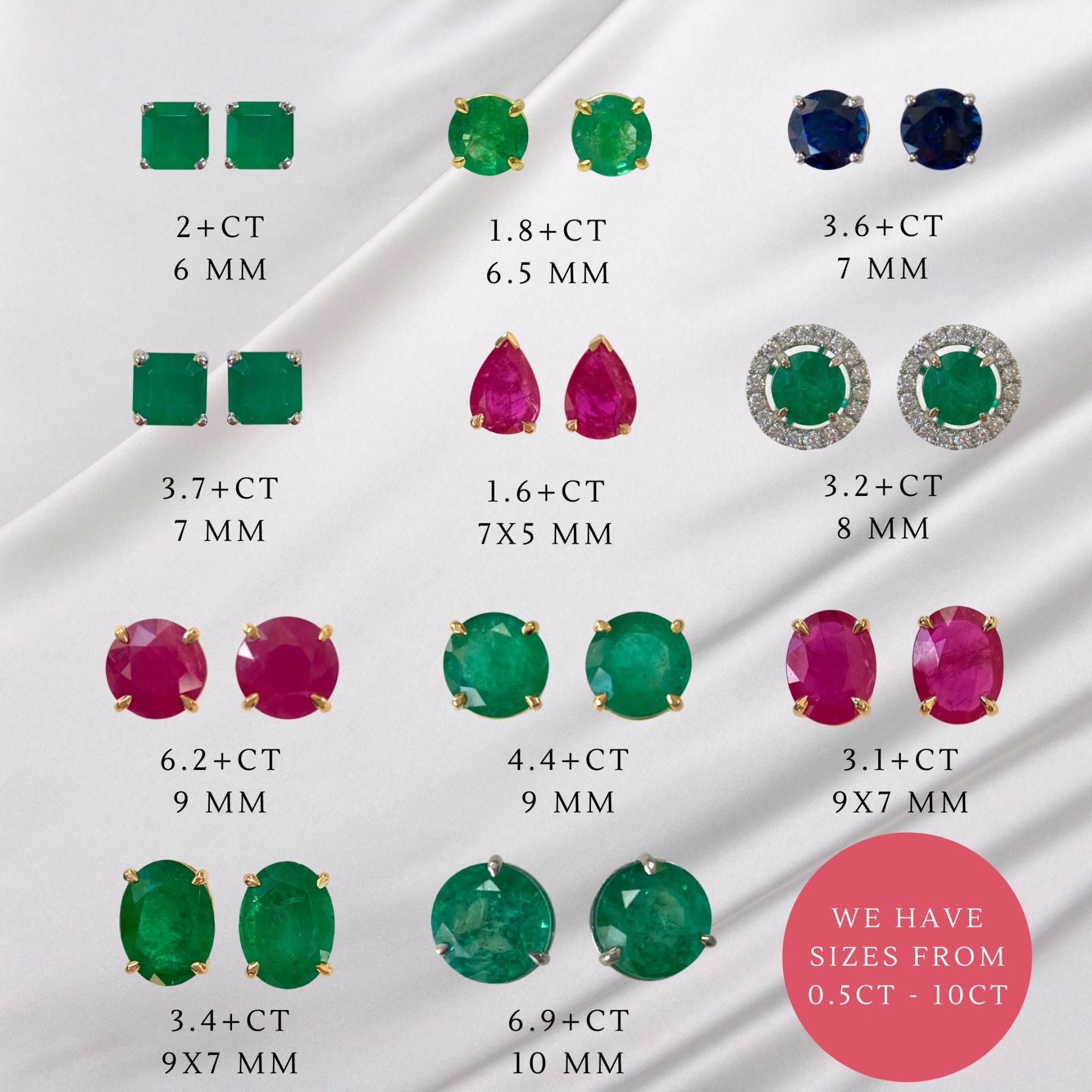 Natürliche Edelstein Ohrstecker Smaragd Rubin Saphir Ohrringe Schmuck Farbige von JewelsOn47th