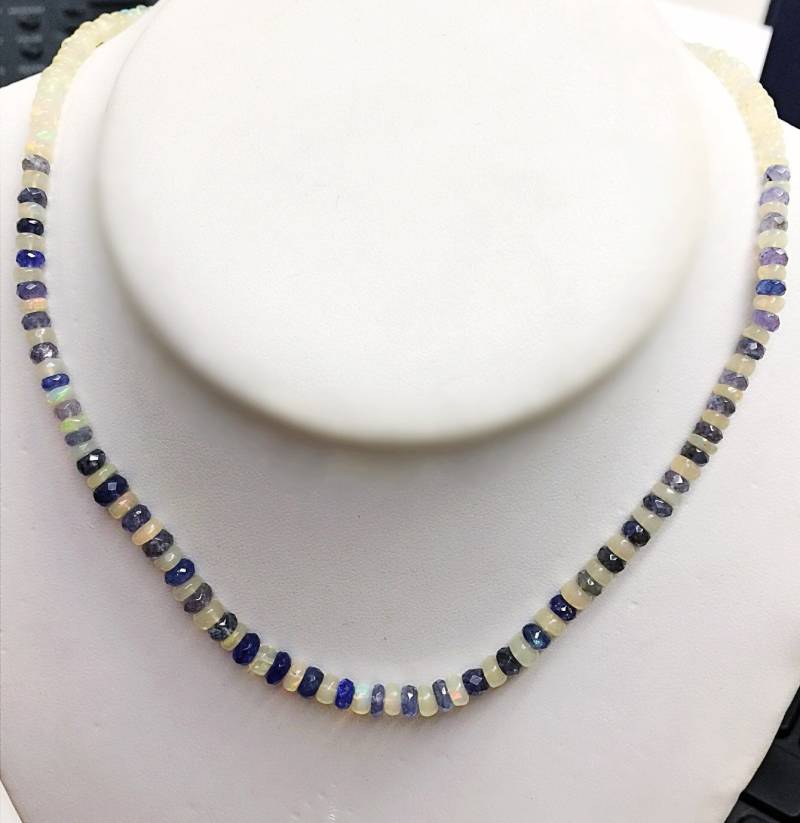 Opal & Tanzanite Rondelle Perle Einzelne Strang Bereit Zu Tragen Halskette 16 Zoll Opal & Tanzanite Rondelle Perle Einzelne Strang Bereit Zu Tragen Halskette 16 Zoll von JewelsOn47th