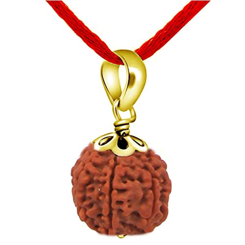 Natural 6 Faced Mukhi Rudraksha Perlen Panchdhatu Anhänger Runde Form, Anhänger, Halskette Legierung von JewelsOnClick