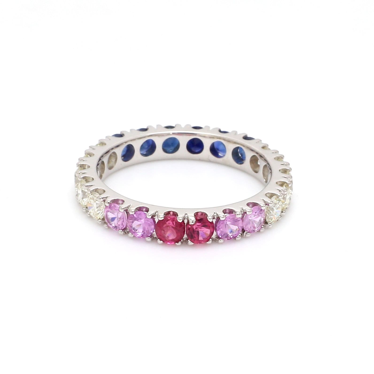 Blau Rosa Ombre Diamant Eternity Ring Gold | Natürlicher Saphir Turmalin 3mm Rosa Ombre Gold Geburtsstein von JewelsPark