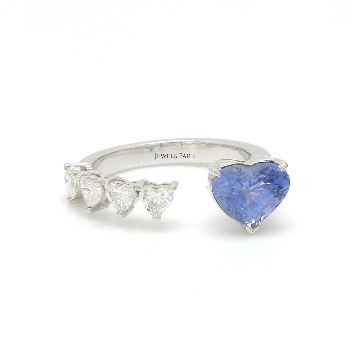 Blauer Saphir & Diamant Herz Ring Gold | Natürlicher 2Ctw Blauer Herzschliff von JewelsPark