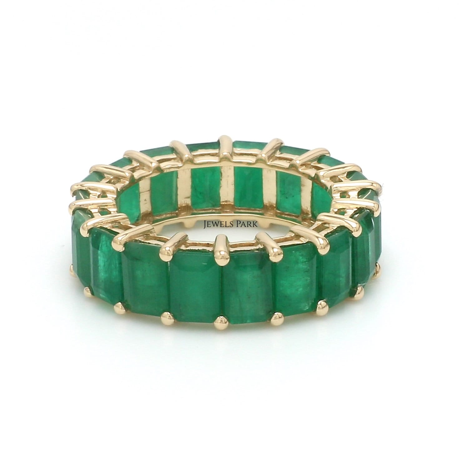 Echter Smaragd Eternity Bandring Gold | Natürliche 6x4mm 8-9Ctw Smaragdschliff Ring Gold Ehering von JewelsPark