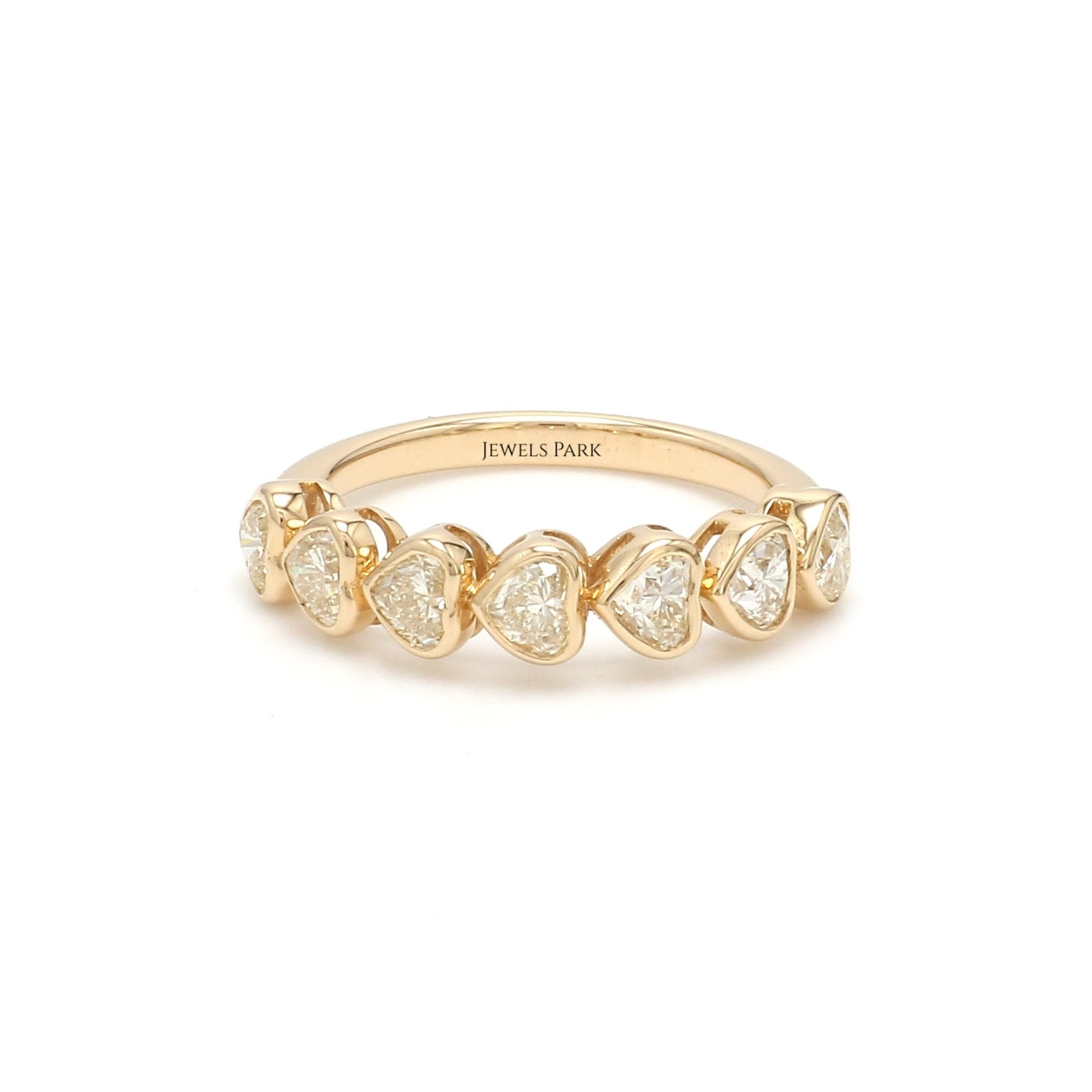 Herz Diamant Lünette Gesetzt Eternety Band Ring Gold | Natürlicher Halb Eternity Bandring Großer 1.36 Ctw von JewelsPark