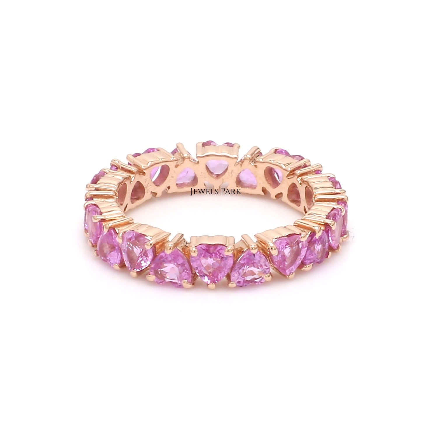 Pink Saphir Herz Eternity Band Ring Gold | Natürliche 3.50mm Rosa Herzring Rosa Ehering von JewelsPark