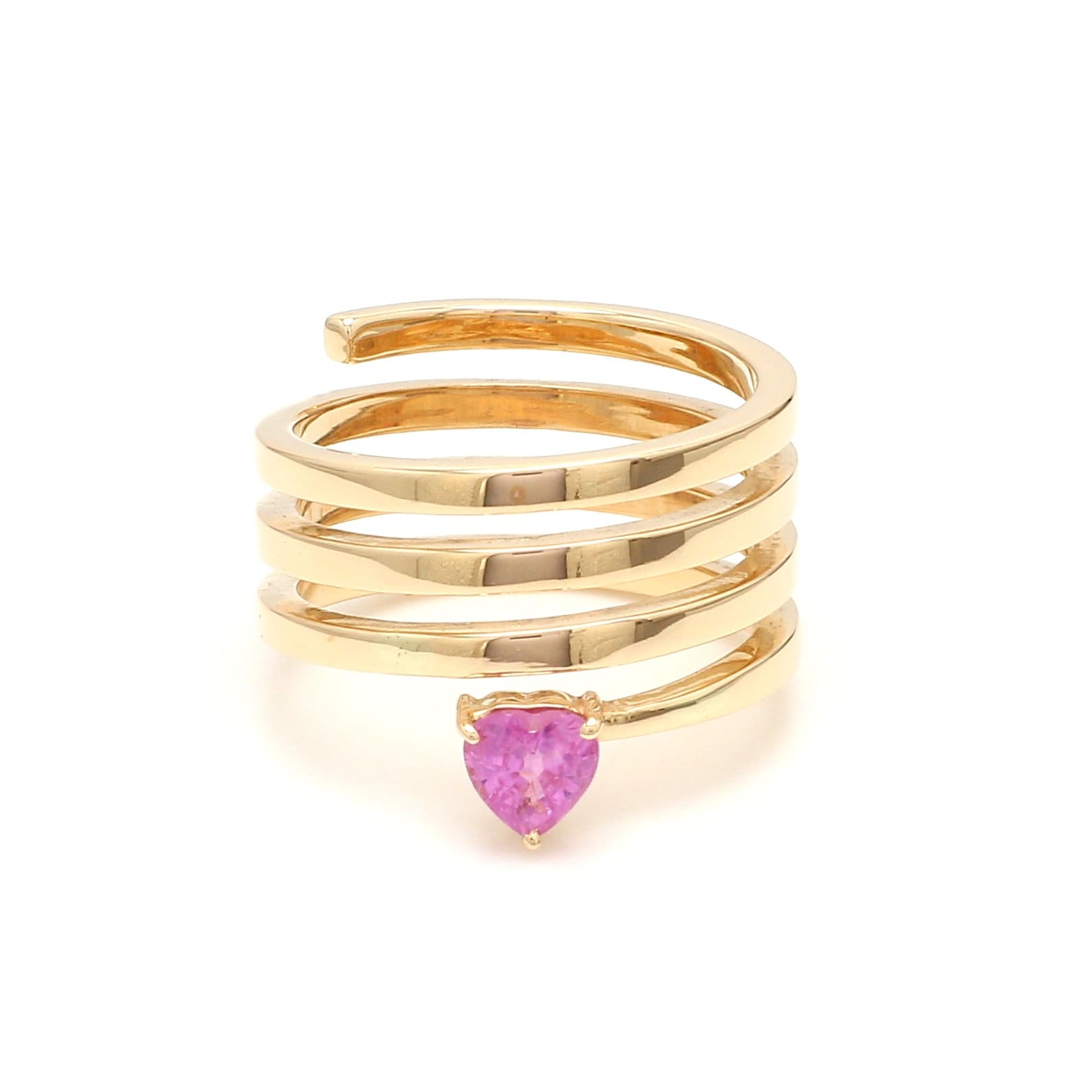 Pink Saphir Spiralring Im Herzschliff Aus 14K 18K Gold | Natürliche 5mm 0, 5Ct Rosa Spirale Pinky Ring Herz von JewelsPark